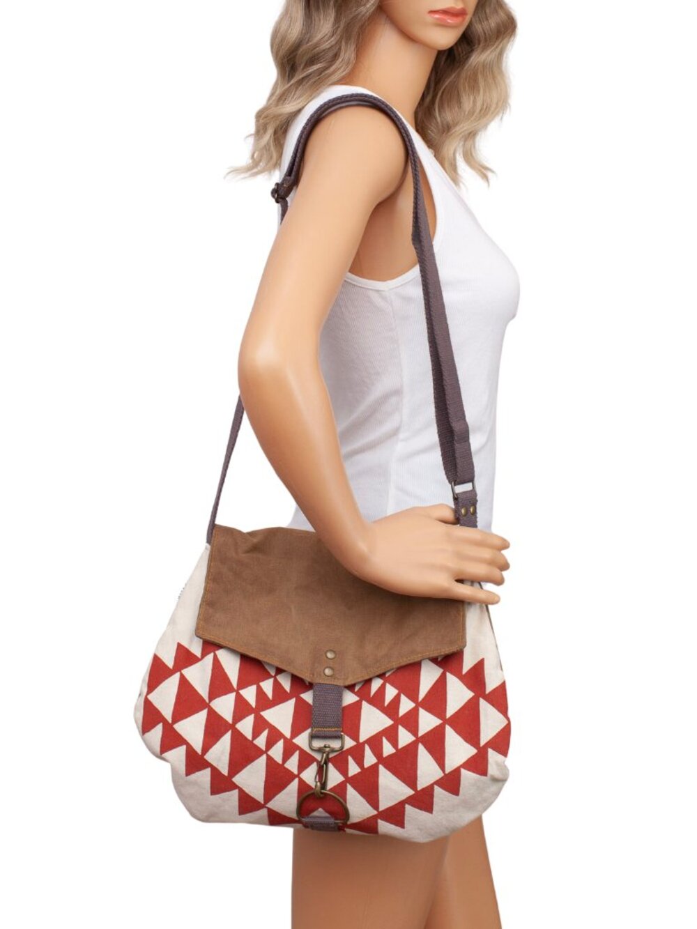 Rachel Elise Handmade Canvas Crossbody Boho Geometric Indie Artisan Summer Bag
